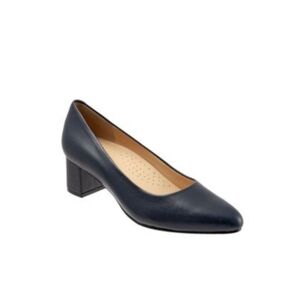 Trotters Kari Navy Leather Classic Mid-Heel Pumps Sz 8M NEW